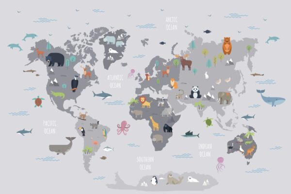 Peinture murale Carte du monde