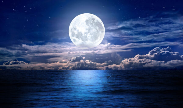 Peinture murale Lune sur l'océan