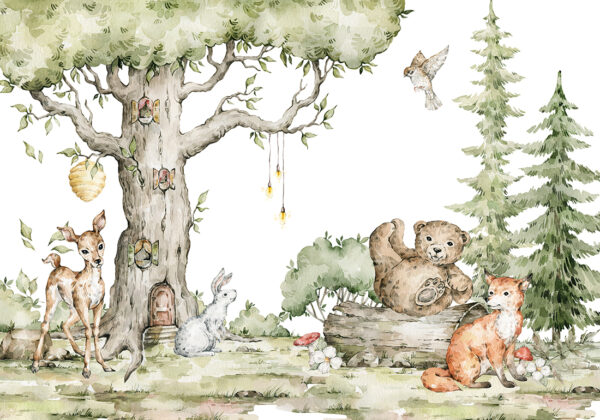 Papier peint Conversations sur les animaux de la forêt