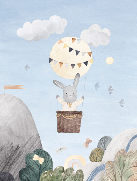 Papier peint Lapin dans un ballon