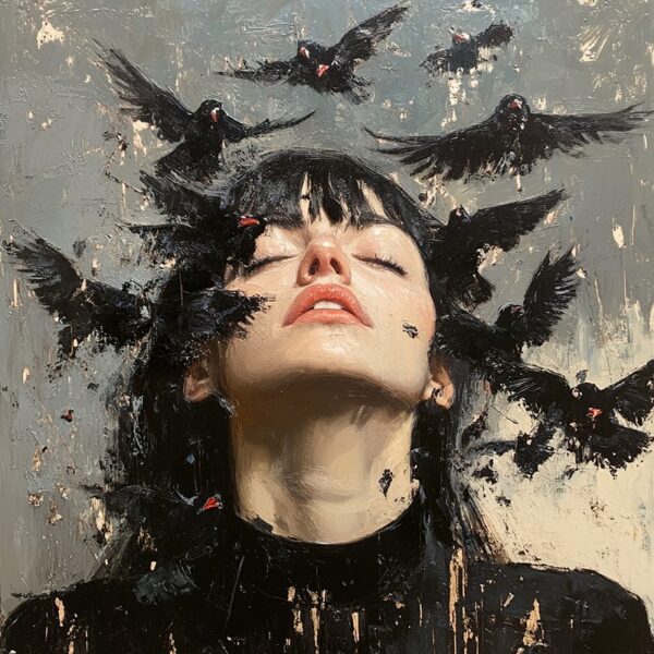 Papier peint Femme aux oiseaux