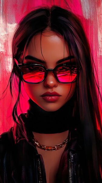 Papier peint Fille aux lunettes roses