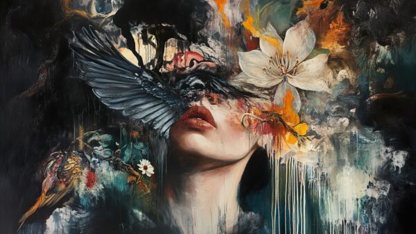 Papier peint Visage en fleurs