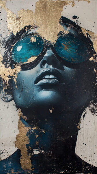 Papier peint Femme aux lunettes turquoises