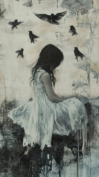 Papier peint Fille en robe blanche