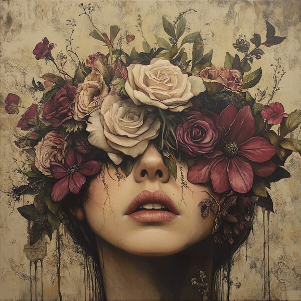 Papier peint Visage en fleurs