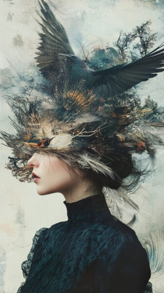 Papier peint Femme aux cheveux flottants
