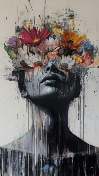 Papier peint Fleurs peintes sur le visage