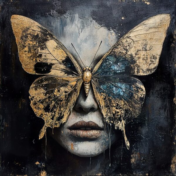 Papier peint Visage avec un papillon