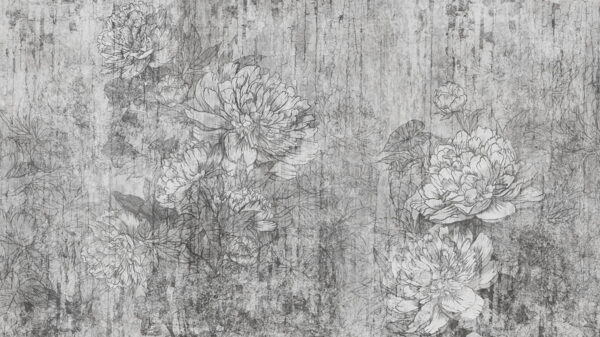 Papier peint Fleurs sur fond de béton