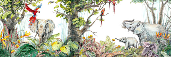 Papier peint Harmonie tropicale avec les animaux
