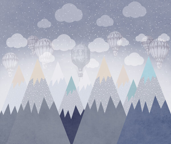 Papier peint Ballons parmi les montagnes