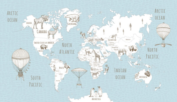 Papier peint L'océan bleu sur la carte