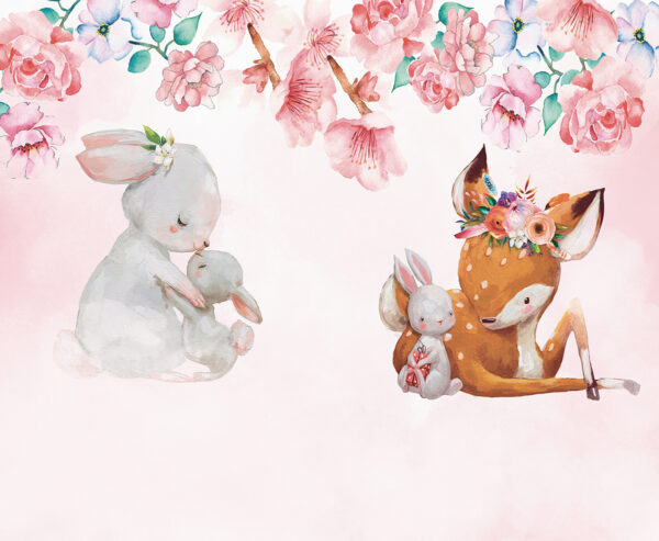 Papier peint Cerf et lapin