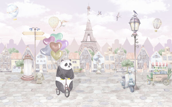 Papier peint Panda sur un vélo