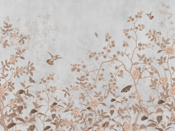 Papier peint brindilles de rose