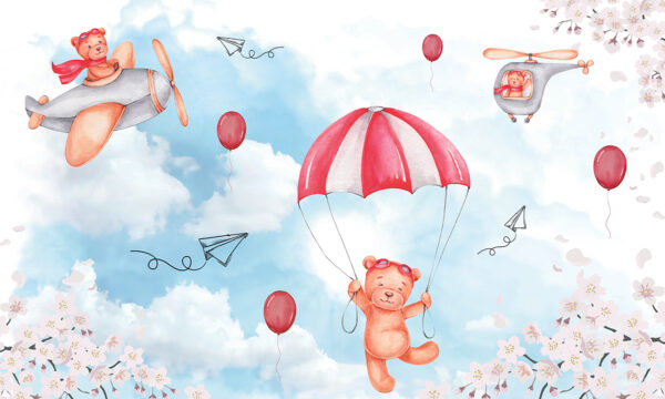 Papier peint Ours en peluche volants
