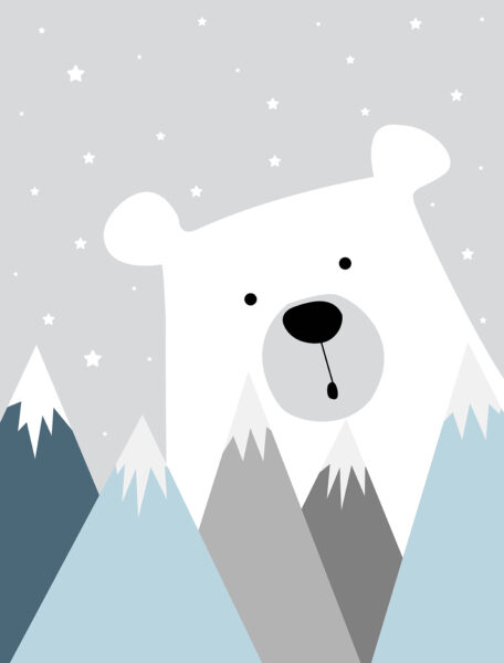 Papier peint Ours en peluche au-delà des montagnes