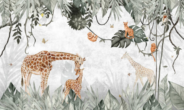 Papier peint Girafes câlines