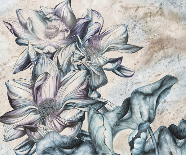 Papier peint Grande Fleur Bleue
