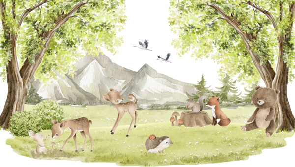 Papier peint Les animaux au pique-nique