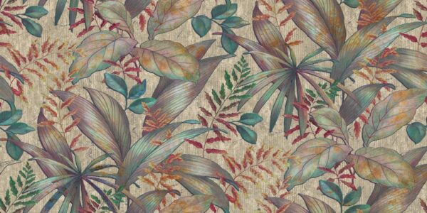 Papier peint Feuilles tropicales colorées