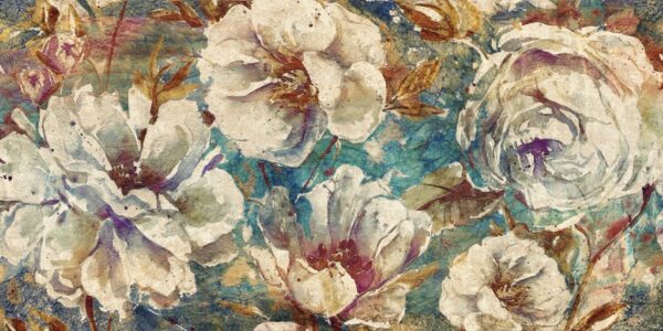 Papier peint Fleurs blanches sur tissu