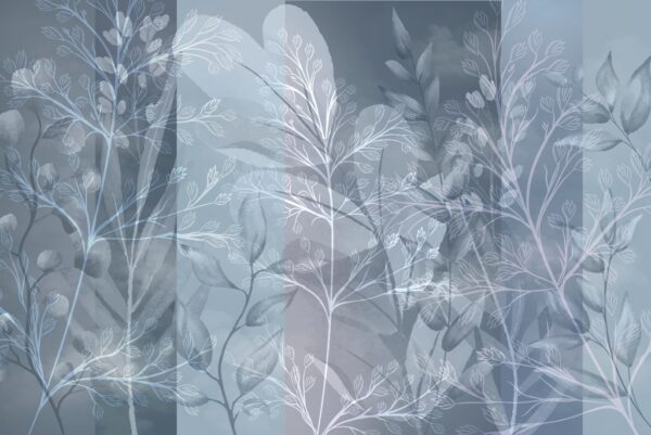Papier peint Motif végétal bleu