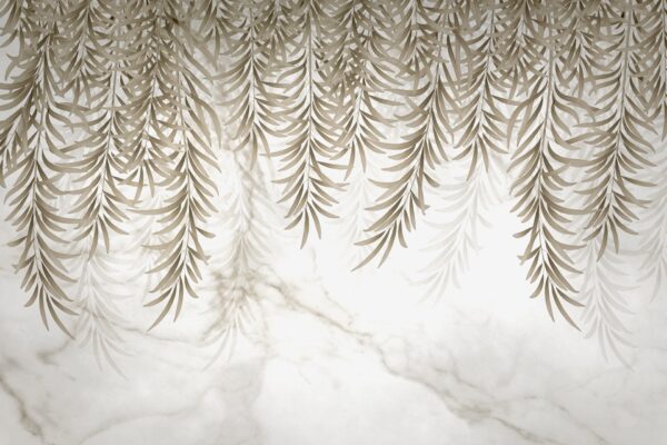 Papier peint Feuilles de bronze sur marbre