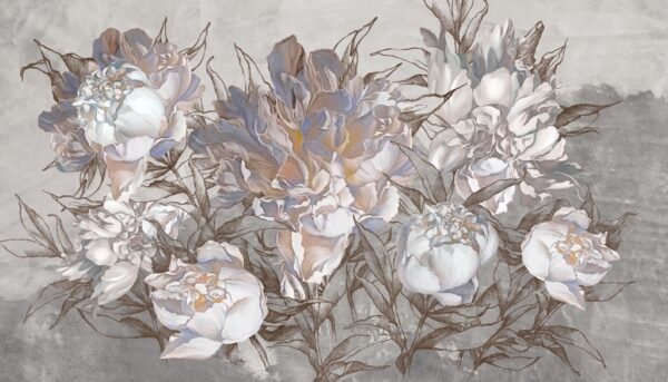 Papier peint Bouquet de roses blanches