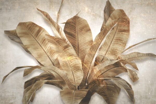 Papier peint Bouquet de feuilles en or