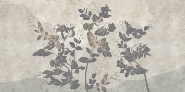 Papier peint Lierre foncé en gris