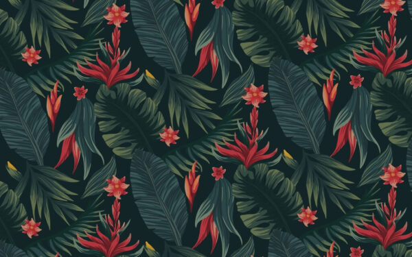 Papier peint Fleurs rouges