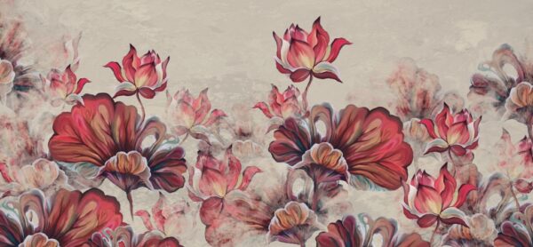 Papier peint Fleurs rouges