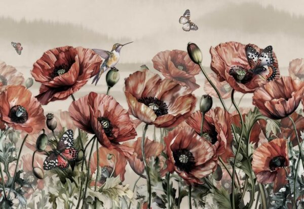 Papier peint Coquelicots rouges