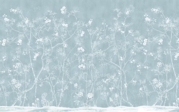 Papier peint Fleurs délicates en bleu