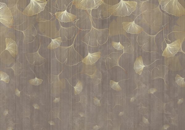 Papier peint Pluie de feuilles dorées