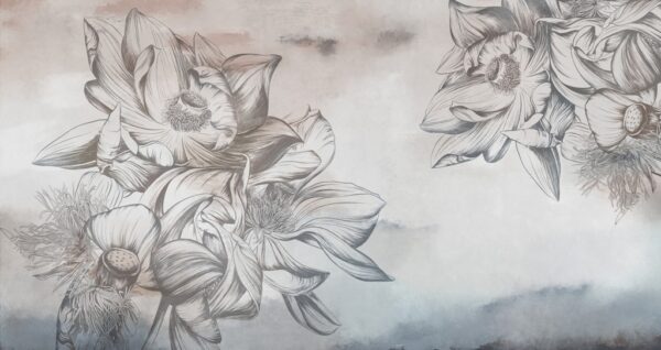 Papier peint Grandes fleurs sur le mur