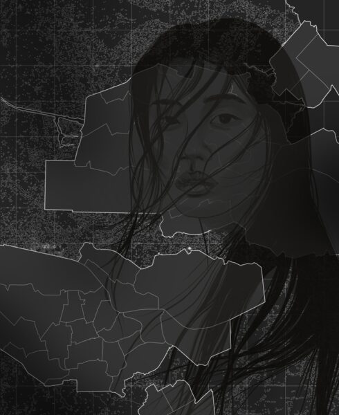 Papier peint Fille en noir