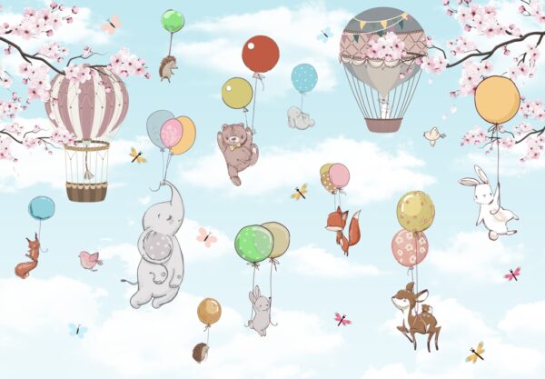 Papier peint Voler avec les ballons
