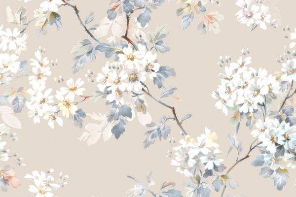 Papier peint Un brin de fleurs blanches