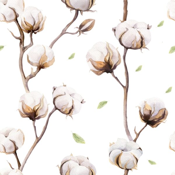 Papier peint brins de fleurs de coton