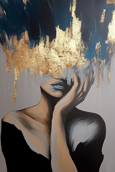 Papier peint La femme derrière le voile d'or