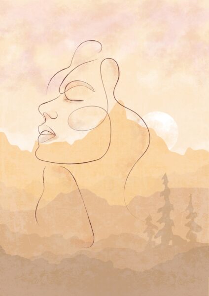 Papier peint Femme dans les montagnes