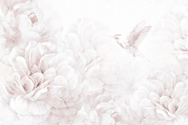 Papier peint Colibri en blanc