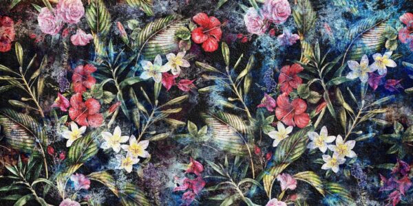 Papier peint Fleurs colorées sur fond sombre