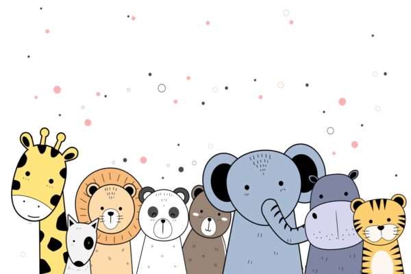 Papier peint Animaux colorés de la jungle