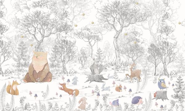 Papier peint Animaux de la forêt colorés