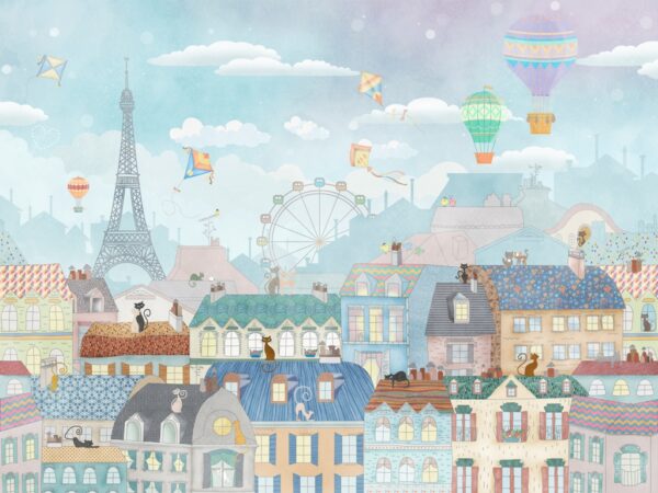 Papier peint Paris coloré
