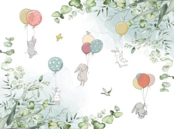 Papier peint Lapins et ballons